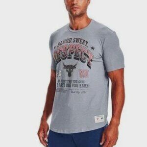 Under Armour Shirt Mens 2XL Gray Blood Sweat Respect Project Rock Graphic Loose
